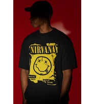 Tasarım Nirvana Rock Metal Müzik Grubu Baskılı Unisex Oversize Tişört