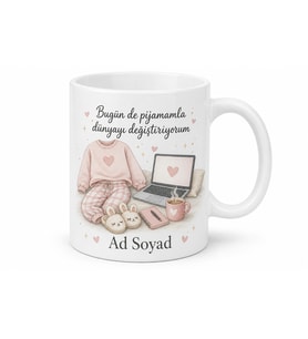 Home Office Çalışanlara Pijama Temalı Çay Kupası Hediye Bardak