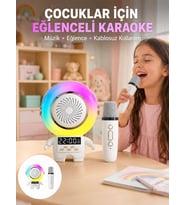 Renkli Işıklı Astronot Mini Bluetooth Speaker ve Karaoke Mikrofon