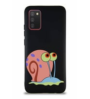 Samsung Galaxy A02S Soft Premier Kapak Salyangoz Gary Tasarımlı Silikon Kılıf - Siyah (Şeffaf)