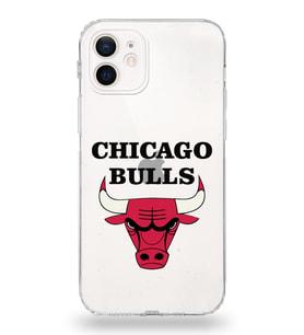 Apple iPhone 12 Mini Uyumlu Kamera Korumalı Tıpalı Kapak Chicago Bulls Tasarımlı Şeffaf Kılıf
