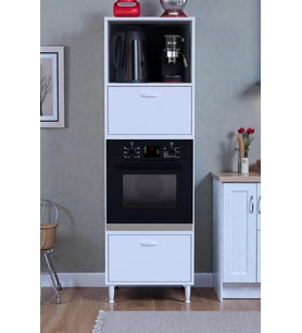 Eliusta Luno 2 Kapaklı Modüler Dolap Fırın Dolabı 60x185,9x56 cm Geniş Kapasiteli Saklama Dolabı (Beyaz)
