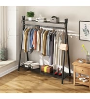 Metal Siyah Konfeksiyon Askısı Ayaklı Askılık Elbise Askılığı 150*165 cm 6017-NRM