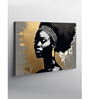 Kanvas Tablo Siyah Beyaz Afrikalı Kadın