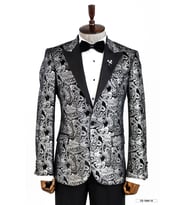 Gold Patterned Over Grey Men Prom Blazer - Wessi (Siyah)