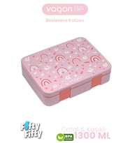 1300 ML Tek Kat Sızdırmaz,Karışmaz 4 Bölmeli Çocuk Beslenme Kutusu -FFB091-1300 (Pembe)
