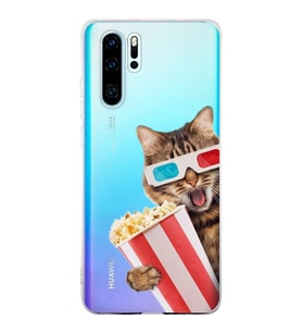 PrintiFy Huawei P30 Pro ile Uyumlu 1mm Slim Fit Kedi 1 050b Baskılı Şeffaf  Kılıf