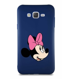 Samsung Galaxy J7 Soft Premier Kapak Minnie Mouse-A Tasarımlı Silikon Kılıf - Lacivert (Şeffaf)