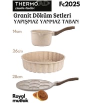 Thermoad 3'Lü Vizon Set (Sosluk&Sütlük-Tart Kalıbı-Emojili Pankek Tavası) (VIZON-KAHVE)