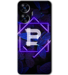 Realme C55 Kılıf HD Desen Baskılı Kılıf - Dark Neon Yaprak B Harfi
