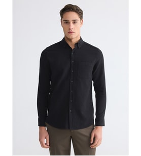 LCWAIKIKI Classic Siyah Regular Fit Armürlü Erkek Gömlek