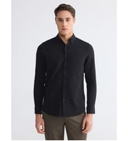 LCWAIKIKI Classic Siyah Regular Fit Armürlü Erkek Gömlek