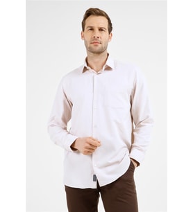 Koyu Bej Sert Yaka Uzun Kol Cepli Comfort Fit Pamuklu Gömlek 1004255285
