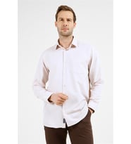 Koyu Bej Sert Yaka Uzun Kol Cepli Comfort Fit Pamuklu Gömlek 1004255285