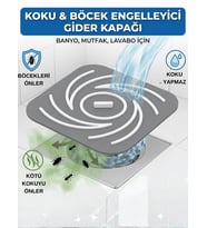Beylini Kötü Koku Böcek Önleyici Gider Tıpası Lavabo Balkon Tuvalet Gider Kapatıcı Kapak Silikon 14,5 CM (Gri)