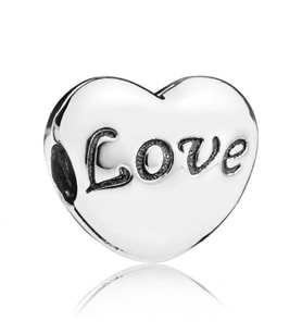 Nur Silver Love Yazılı Kalp Gümüş Charm NUR-BL09089
