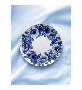Blue Blanc Çiçek Desenli Duvar Tabağı Dekoratif Bahçe Balkon Mutfak Salon Duvar Süsü No:187
