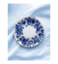 Blue Blanc Çiçek Desenli Duvar Tabağı Dekoratif Bahçe Balkon Mutfak Salon Duvar Süsü No:187