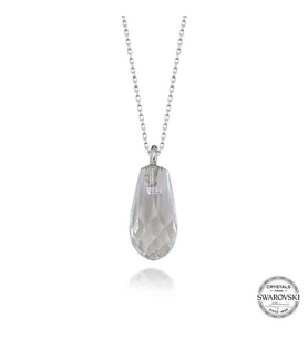 Swarovski Crystal Taşlı Drop Kesim Gümüş Kadın Kolye