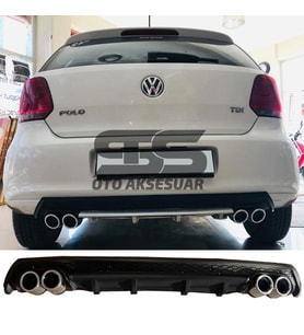 Volkswagen Polo MK5 Difüzör Arka Tampon Eki 4 Egzoz Çıkışlı Siyah Lüx Tip