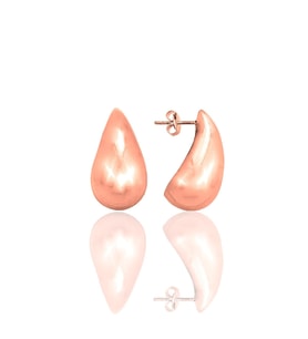 Gümüş Rose Bottega küçük İtalyan Gözyaşı Damla Küpe SGTL12416ROSE