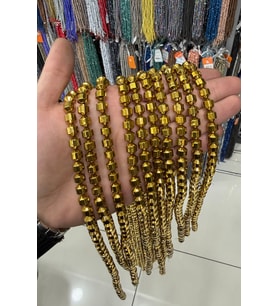 Hematit Taşı Rondela Kesim Parlak Gold 8x8mm Doğal Taş Dizi