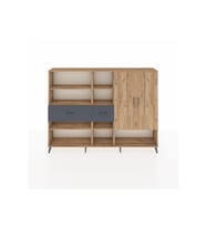 Arges Dolap 10 Raflı 2 Çekmeceli 2 Kapaklı 220x30x163 Çam-Çam/Antrasit