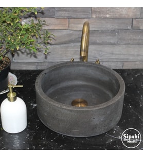 Sipahi Marble Bazalt Siyah Mini Silindir Lavabo