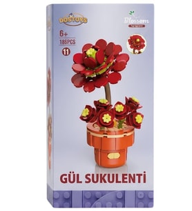 Dostoys Yapı Taşı Serisi Çiçek Yapım Seti Gül Sukulenti 186 Parça