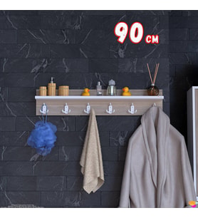 Modilayn Kedi Serisi 86,4x18cm 6’lı Banyo Askısı Seti 18 Kancalı Raflı Düzenleyici Yer Tasarrufu.