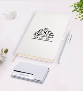 BK Gift Kişiye Özel İsimli Beyaz Defter Kalem Kartvizitlik Hediye Seti-12