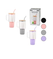 CAM 1000ML MATARA - SULUK BAMBU KAPAK - SIZDIRMAZ SİLİKONLU ÇELİK PİPET KORUYUCU SİLİKON ALTLIK - KILIF (5343)