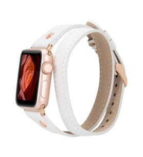 Apple Watch Uyumlu Deri Kordon 42-44-45mm Slim DTRG F3 (Beyaz)