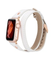 Apple Watch Uyumlu Deri Kordon 42-44-45mm Slim DTRG F3 (Beyaz)