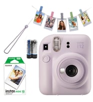 Fujifilm İnstax Mini 12 Fotoğraf Makinesi+Askı+pil+10'lu film+Mandal Lila