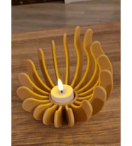 Tealight Ahşap Dokulu Doğal Malzeme Led Mumluk Masa Dekoru Süs Eşyası (Çok Renkli)