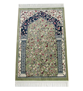 Ravza Desenli Halı Tipi Dokuma Seccade - Yeşil