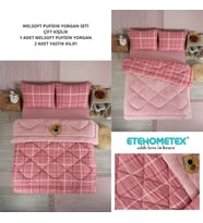 ETE HOMETEX ÇİFT KİŞİLİK LÜX WELSOFT YORGAN SETİ 195X215CM SAFİR PUDRA 8696474231949