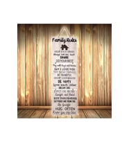 Family Rules Tasarımlı Üçlü Retro Ahşap Poster Ü499