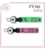 Futbol Temalı Erkek Çocuğa Sevimli Hediye, İsme Yazılabilir Anahtarlık Takım, Fıstık Yeşil-Pembe