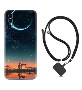 General Mobile Gm 23 Kılıf Silikon Boyun Askılı İpli Desenli Silikon Ay ve Kız 1720