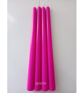 qosrix 4'lü Pembe Fuşya Şamdan Mumu 1. Kalite Doğal Kokulu Uzun Çubuk Konik Mum Dekoratif