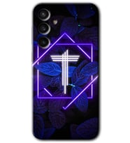 Galaxy S23 FE Kılıf HD Desen Baskılı Arka Kapak - Dark Neon Yaprak T Harfi