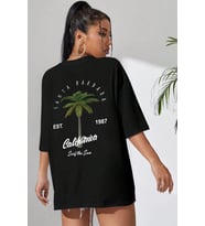 California Baskılı Unisex Oversize Tshirt (Siyah)