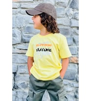 Breeze Girls & Boys Erkek Çocuk Tişört Renkli Yazı Baskılı 8-14 Yaş, Sarı