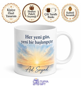 İsimli Gündüz Temalı Özel Baskılı Kupa Bardak Hediye Kişiye Özel Tasarım