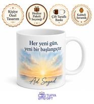 İsimli Gündüz Temalı Özel Baskılı Kupa Bardak Hediye Kişiye Özel Tasarım