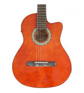 Almira MG917CE-WA Elektro Klasik Gitar - Naturel (Orta Seviye - Cutaway)  Ceviz Rengi (Walnut) Bitiş, Sıcak Akustik Tını, Eşikaltı Manyetik Sistemi  Uyum: Sahne ve Pratik Kullanımı