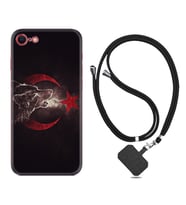 Apple iPhone 5 6 7 8 Plus Se XR Kılıf Boyun Askılı Silikon Kurt ve Ay Yıldız 1403