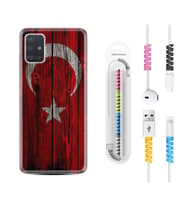 Samsung a71 A72 A73 A7 A9 2018 C7 C9 Kılıf Kablo Koruma Spiral Silikon Şanlı Türk Bayrağı 2 1317